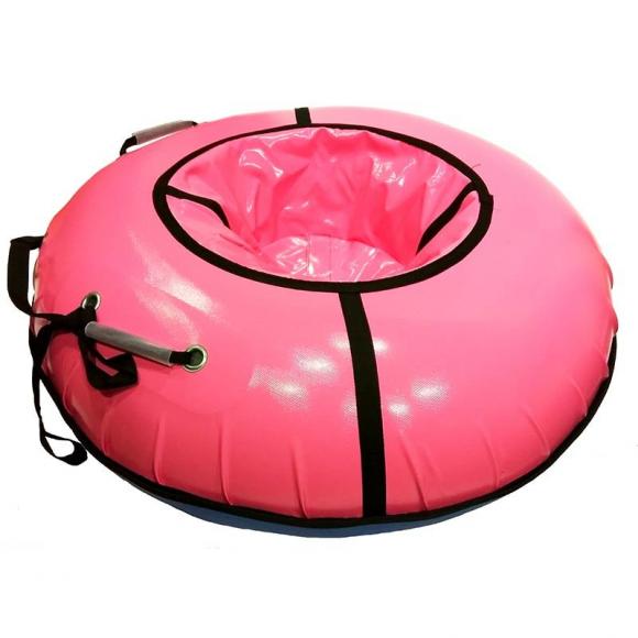 Тюбинг с пластиковым дном 100см розовый